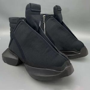 Big Szie hommes bottines poney sabot semelle carrée respirant toile fermeture éclair mode baskets noir Style de rue chaussures pour hommes