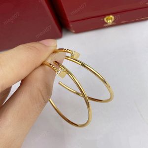 Grand concepteur mince pour les femmes filles, Daity 14K Rose Gold Willing Sterling Sier Post, Grande Boucles d'oreilles de cerceau à ongles à tête diamant