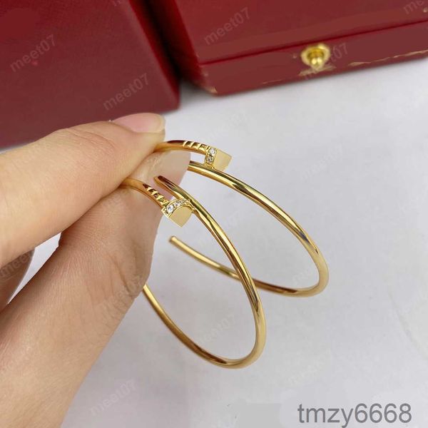 Big Thin Gold Designer Hoop Boucles d'oreilles pour femmes filles Dainty 14k Rose Silver Boucle d'oreille 925 Sterling Post Large Diamond Head Nail T0HE