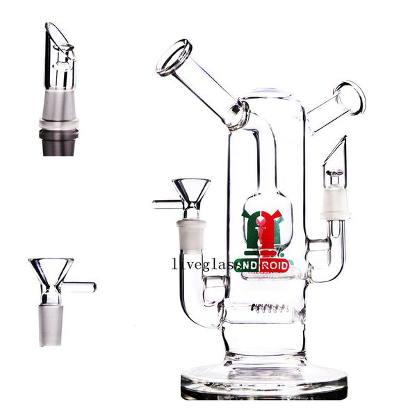 Big Unique TORO Verre Bongs Double Deux Fonctions Narguilé Chicha Épais Bécher Verre Tuyaux D'eau Recycleur Huile Rigs Downstem Perc 12.6 pouces 14MM