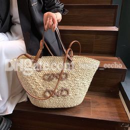 Big Vine Vrouwen Schouder Designer Merk Stro Gevlochten Mand Tas Grote Geweven Handvat Handgemaakte Handtas Zomer Strandtassen Bakken portemonnee G2308285BF