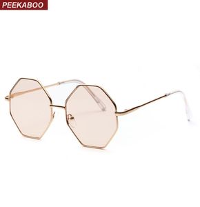 Big Vintage Polygon Sunglasses Femelle Octogone Tinton Tint Glasse de soleil pour femmes Men Metal Frame UV4002364068