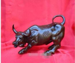 Big Wall Street Bronze Fierce Bull Ox Statue 8inch012342848142