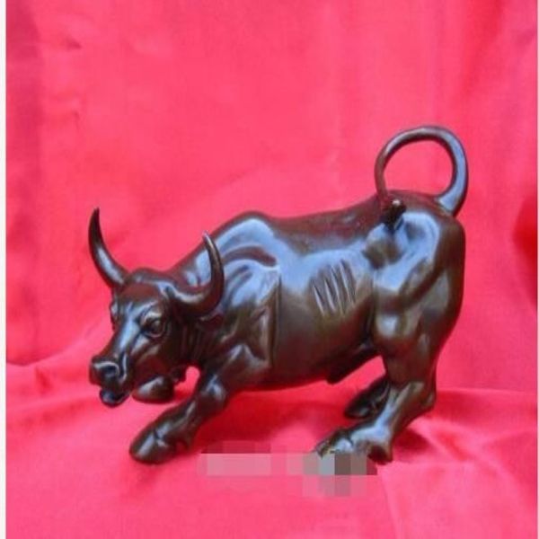 Estatua de buey toro feroz de bronce de Big Wall Street 8 pulgadas 274c