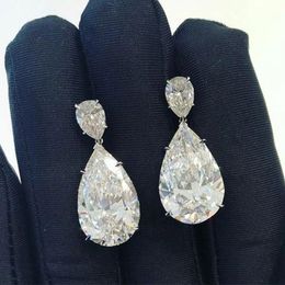 Big Water Drop Lab Diamond Dangle Pening 925 Sterling Silver Party Bedding Pendientes para mujeres Promesa de novia Joya Regalo GCEQJ