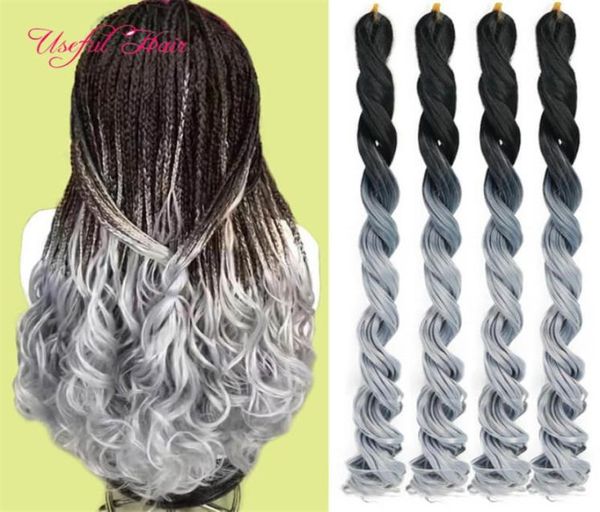 Extensiones de cabello trenzado con cuerpo de mar rizado Bouncey de onda grande Trenzas de ganchillo de 24 pulgadas Extensiones de cabello sintético largas Ombre rizado con blo5606749