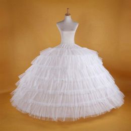 Grote witte petticoats super gezwollen baljurk slip onderrok voor volwassen bruiloft formele kleding grote 6 hoepels lange crinoline gloednieuw270l