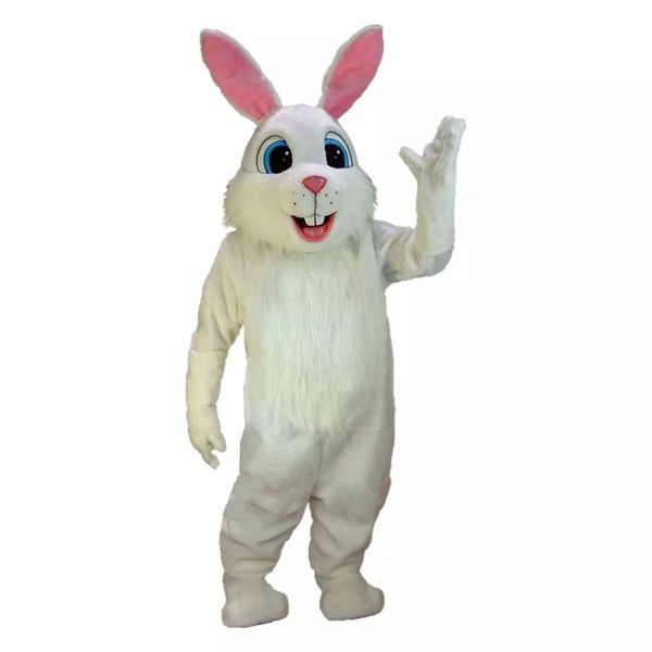 Grand lapin blanc mascotte Costume dessin animé lièvre marionnette couvre-chef Anime lapin robe Halloween noël fête d'anniversaire Performance