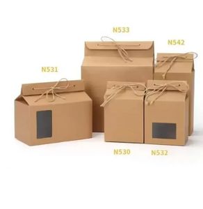 Grande fenêtre boîte et petit papier Kraft carton emballage cadeau boîte à la main savon bonbons pour mariage décorations boîte-cadeau