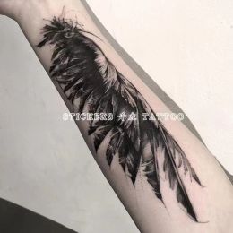 Big Wings Dark Temporary Fake Tattoo Stickers Floral Bras Feathers Tatouages Tatouages et Art Correlle Men Femmes Cool Adesivos