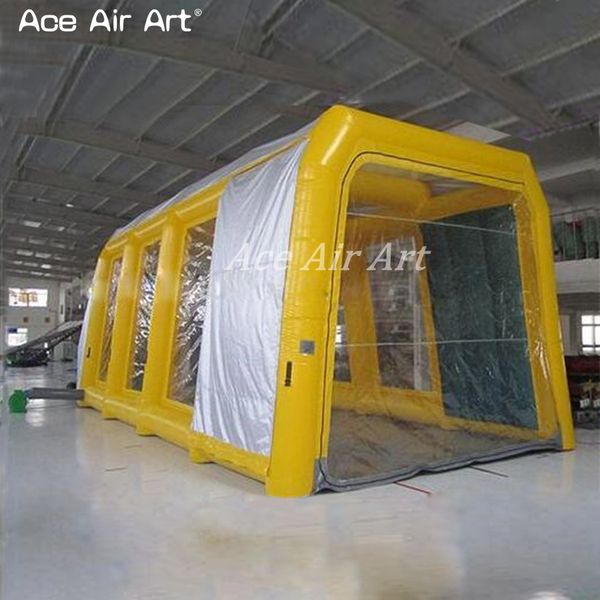 Grande cabine de pulvérisation gonflable jaune pour voiture, mobile, pour peinture automobile
