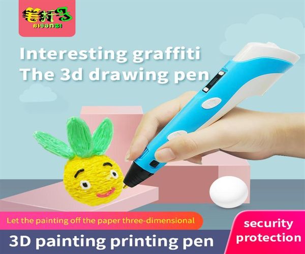 BIGANZI le stylo 3D de 4ème génération avec écran LCD 1 filament PLA de 75 mm 3 couleurs compatible avec le matériau d'impression PLA ABS Creative Gif2280696