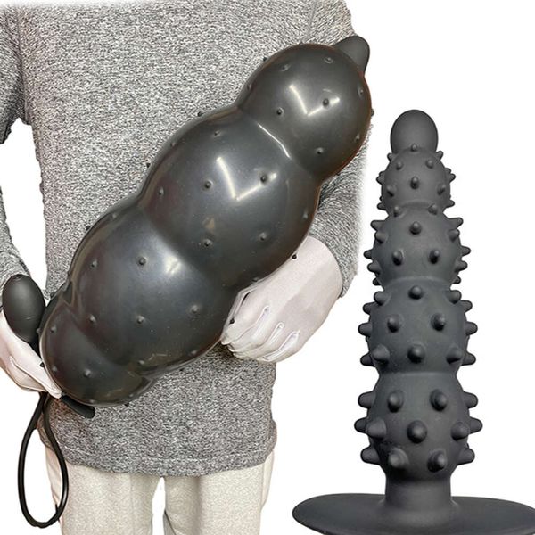 Le plus gros 12 cm gonfle anal bouchon de bosse à bout de plubo de pointe stimule les jouets sexy pour les femmes / hommes masturbateurs