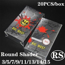 Bigwasp Standaard Tattoo Cartridge Naald Ronde Shader # 10 # 12 0.m 0.35mm 1003RS 1203RS 1005RS 1205RS 20pcs / doos 211229