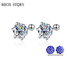 Bijox Story 0.5-2Ct Mosonite Vis Boucles d'oreilles D-Color 925 Boucles d'oreilles en diamant en argent pur adaptées aux bijoux exquis de mariage pour femmes 240430