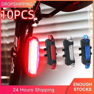 Bike 10 PCS Bicicleta Tail Mini Led Advertencia Lámpara Lucina USB Recarga de luces impermeables para mochilas de ciclismo 0202