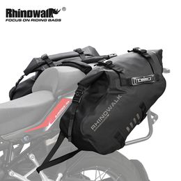 Cestas de bicicleta Rhinowalk 28L Bolsa impermeable para motocicleta 2 piezas Universal Fit Pannier Saddle Bags Almacenamiento lateral Tenedor Equipaje de viaje 230726