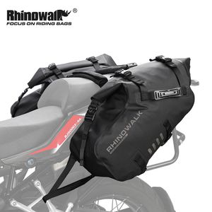 Bike Baskets Rhinowalk 28L Waterproof Motorcycle Bag 2 Pcs Universal Fit Pannier Saddle Bags Side Storage Fork Travel Luggage 230726