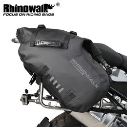 Cestas de bicicleta Rhinowalk Bolsa de motocicleta 18L 100 Impermeable Gran capacidad 2PCS Ajuste universal Equipaje de cola de sillín impermeable 230726