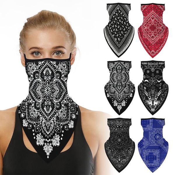 Bicicleta Ciclismo Máscara facial Polainas para el cuello Antipolvo Protección UV Hombres Mujeres Motocicleta Cubierta facial Máscara Bandana con bucles para los oídos