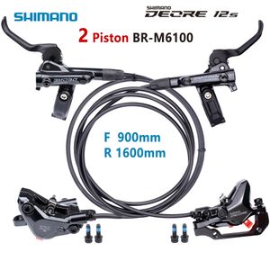 Fiets Remmen Shimano DEORE BR M6100 Hydraulische Schijfrem 2 Zuiger Tubing Lengte 900mm 1600mm Met Hars Pad voor MTB Fietsen Aparts 230614