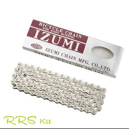 Bike Chains Japan Izumi Bicycle Chain 410 Series 116 Links Track Single ChainFix Gear Speed ​​Road Accessories 230325