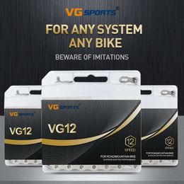 Cadenas de bicicleta VG Sports MTB Cadena de 12 velocidades 12v X1 X12 1x12 Sistema Conector incluido 126L Eslabones para piezas de bicicleta Plata Rainbow Titanium 0210