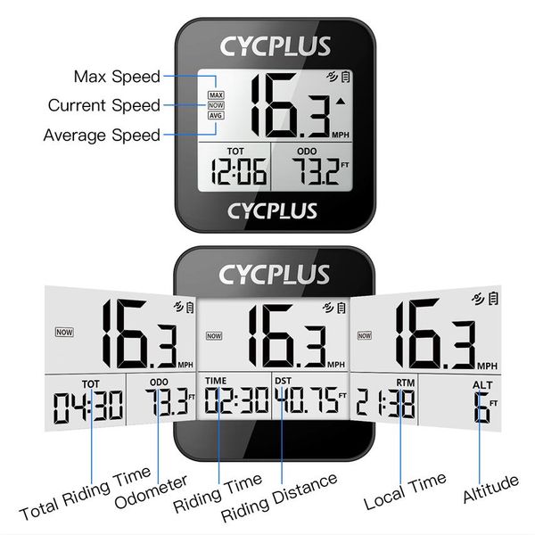 Ordinateurs de vélo CYCPLUS G1 GPS Ordinateur de vélo Compteur de vitesse étanche Compteur kilométrique sans fil Accessoires de vélo avec support de montage 2152