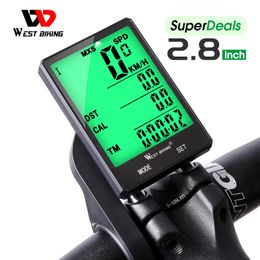 Computadoras para bicicleta WEST BIKING 2.8 "Pantalla grande Computadora para bicicleta Impermeable Inalámbrico con cable Computadora para bicicleta Velocímetro Odómetro Ciclismo Cronómetro 230729