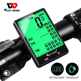 Fietscomputers WEST BIKING Fietssnelheidsmeter Digitaal groot scherm Waterdicht LCD-achtergrondverlichting Draadloos en bekabelde fietskilometerteller Fietscomputer 230928