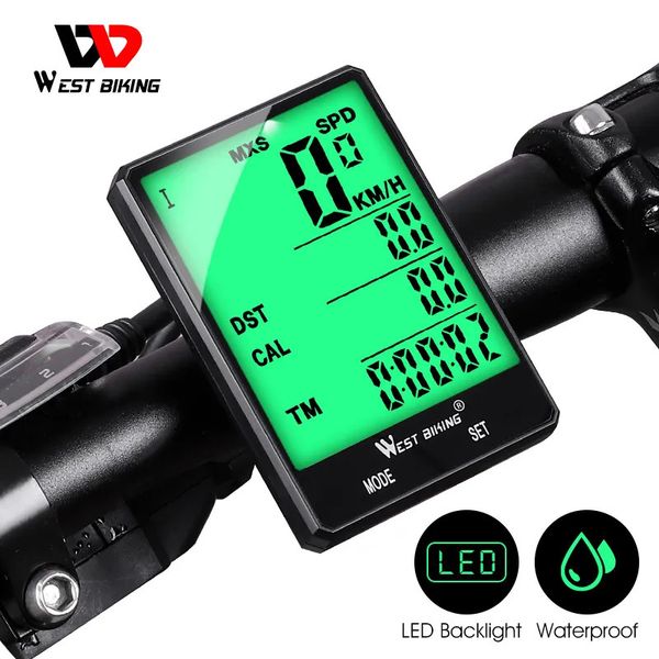 Computadoras para bicicletas WEST BIKING Ciclismo Velocímetro Digital Pantalla grande Impermeable LCD Retroiluminación Inalámbrica y con cable Odómetro para bicicleta Computadora para bicicleta 230928