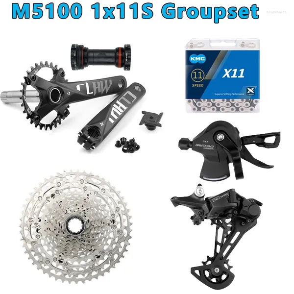 Dérailleurs de vélo DEORE M5100 11 vitesses Groupset SM-BB52 MT501 Support X11 Chaîne 11V Cassette 11-46/50/52T 170/175MM Manivelle 104BCD Plateau