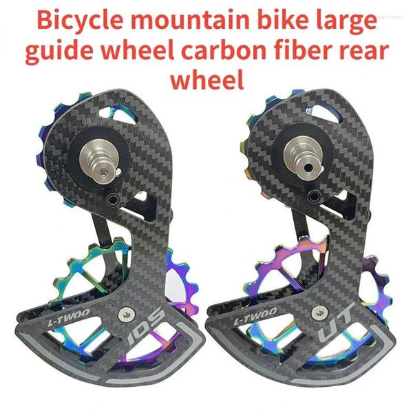 Desviadores de bicicleta Cinta de barra de manillar Juego de ruedas de polea de fibra de carbono Guía trasera Rodamiento de cerámica para bicicleta