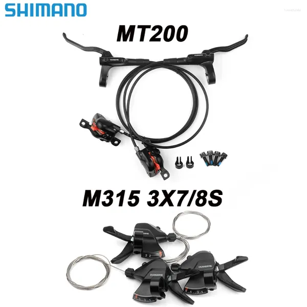 Desviadores de bicicletas Mt200 Shimano Freno hidráulico y rotor G3 / HS1 160 mm 3S Palanca de engranaje izquierda 7S / 8S Shifters M315 3X7 / 3X8S Switch Groupset