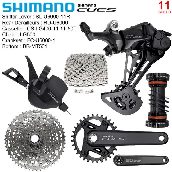 Desviadores de bicicletas SHIMANO CUES 11 Grupo de velocidad para MTB U6000 1X11 Kit Negro 50T Cassette Sprocket Piezas originales de bicicleta