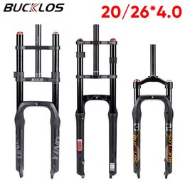 Horquillas de bicicleta BUCKLOS Horquilla de suspensión neumática MTB 20in 26in Freno de disco de bicicleta de grasa 20 4.0 26 4.0 Neumático para Snow Beach 231010