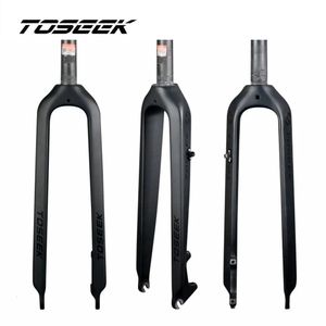 TOSEEK MTB Carbon Fiber Fork - 3K Matte Finish, Rigid 1-1/8" Disc Brake for 26/27.5/29er Bikes