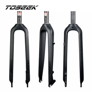 Bike Forks TOSEEK Matte 3K Carbon Fiber Mountain Fork 1 1 8" Rigid Disc Brake MTB Bicycle 26 27.5 29er Straight Tube 28.6mm 230621