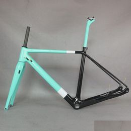 Fietsframes Custom Paint Frame Toray Carbon Fiber T700 voorvork 100 x 15 mm Bsa trapas Flat Mout schijfrem grind Gr029 Drop Dhofd