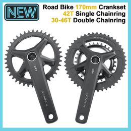 Bike Freewheels Kettingwielen 170mm Fiets Crank 110 BCD Kettingblad 42T 30-46T Enkel Dubbel Kettingwiel 24mm Voor Grind Fiets Crankstel Racefiets Onderdelen 230712