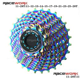 Fiets Freewheels Kettingwielen Wielen Racework Road 11 Speed Cassette 28T 32T Fietswiel Goud Sier Colorfl Vliegwiel voor Shimamo Drop Dh5Ld