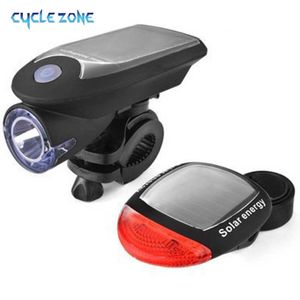 Feux avant de vélo et ensembles de feux de vélo solaires arrière LED rechargeables par USB 3 modes lampe d'avertissement de sécurité pour femmes hommes VTT cyclisme 0202