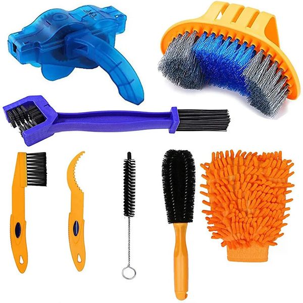 Groupes de vélo Nettoyeur de chaîne Kit de nettoyage de cyclisme portable Ensemble de brosses à récurer pour vélo Outil de réparation de lavage pour moto de route de montagne 231213