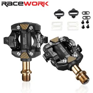 Grupos de bicicletas RACEWORK Pedal SPD autoblocante MTB Pedales de bicicleta Bicicleta de montaña Clipless DU Bearing Reposapiés Piezas 230224