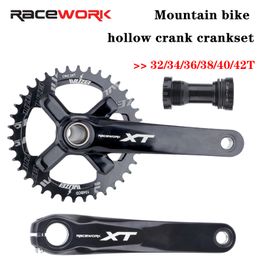 Groupes de vélo RACEWORK XT Hollowtech Mtb Manivelles pour pédalier de vélo Bougie intégrée Pe 2 Couronnes Montagne Bielles 104 Bcd 230808