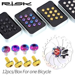 Groupes de vélo Risque 12 pièces M5 * 10MM boulons de fixation du rotor de frein à disque de vélo TC4 vélo VTT vélo vis de frein ultraléger accessoires de cyclisme 231023