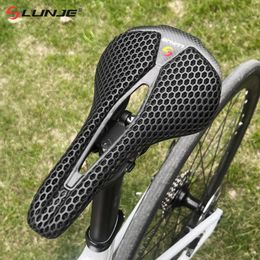 Lunje/Wheel Trace Carbon Fiber 3D Gedrukt kussen voor mountainbike road Bike Ultra Light Comfortabele en ademende rijstoel 231122