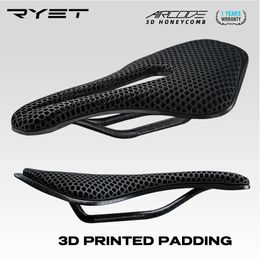 Conjuntos de bicicletas Ryet 3D Impreso Sillín de bicicleta Ultraligero Fibra de carbono Hueco Cómodo Transpirable MTB Gravel Road Bike Ciclismo Piezas de asiento 231122