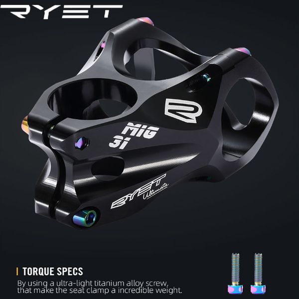 Bike Groupsets RYET Colorful Bicicleta Manillar Stem 45mm 31.8mm XC AM MTB Bike Rise Table 7075 Aleación de aluminio CNC 28.6 Steerer Ciclismo Parts 230630