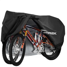 Groupes de vélo Toptrek Cover 210D Oxford Stockage extérieur Vélo anti-UV étanche avec membrane pour deux vélos 231109